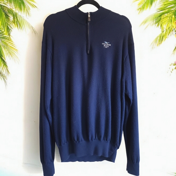 Peter Millar Sweater Mens Blue Crown 2XL Half Zip Merino Wool Silk Pullover